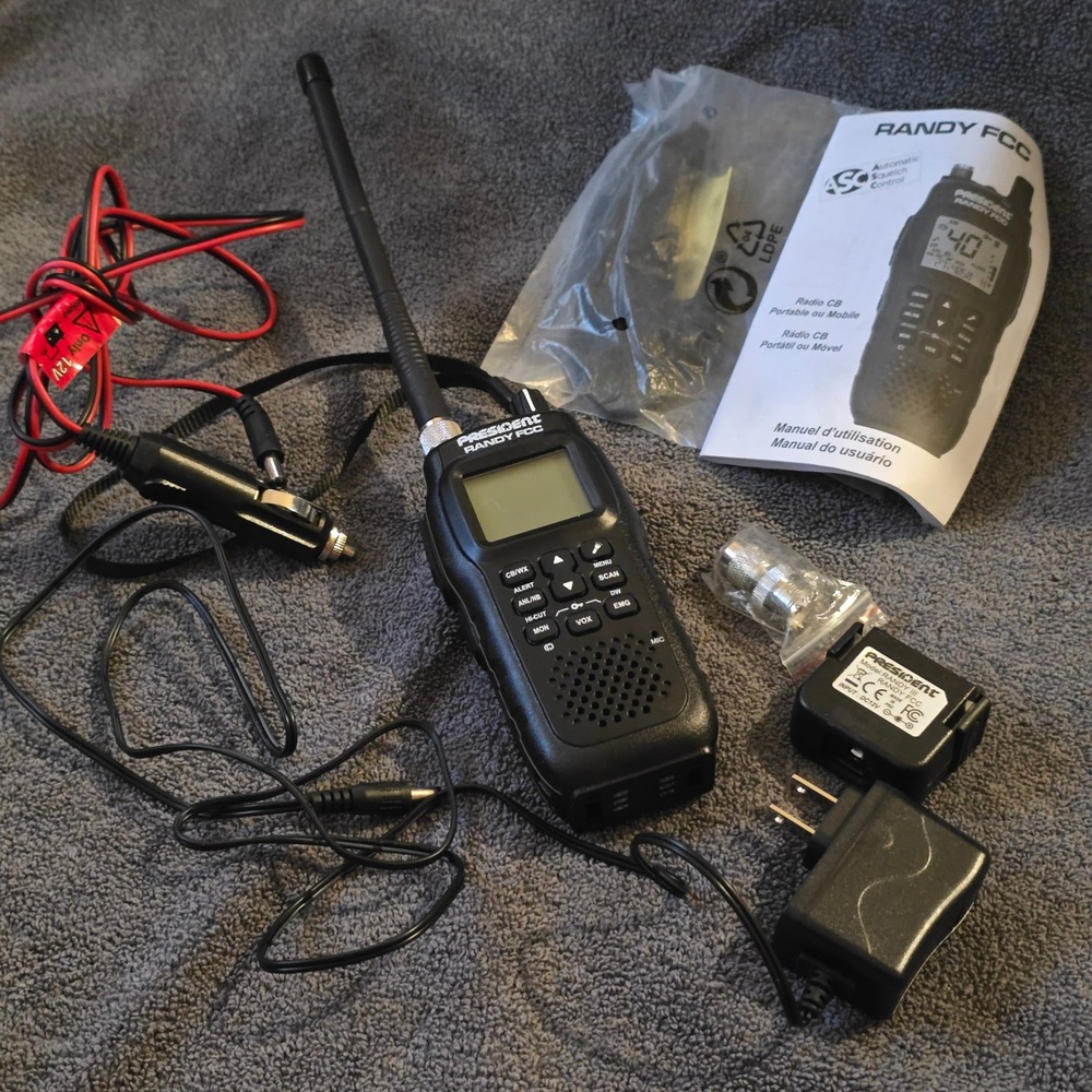 President Randy FCC Handheld CB Radio Portable 40 Channel AM Black ASC VOX WORKS